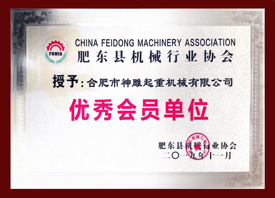 肥東縣機械行業(yè)協會優(yōu)秀會員單位